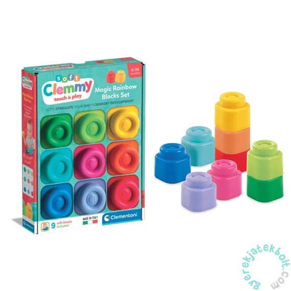 Clementoni - Clemmy - 10 db puha építőkocka Rainbow (17604)