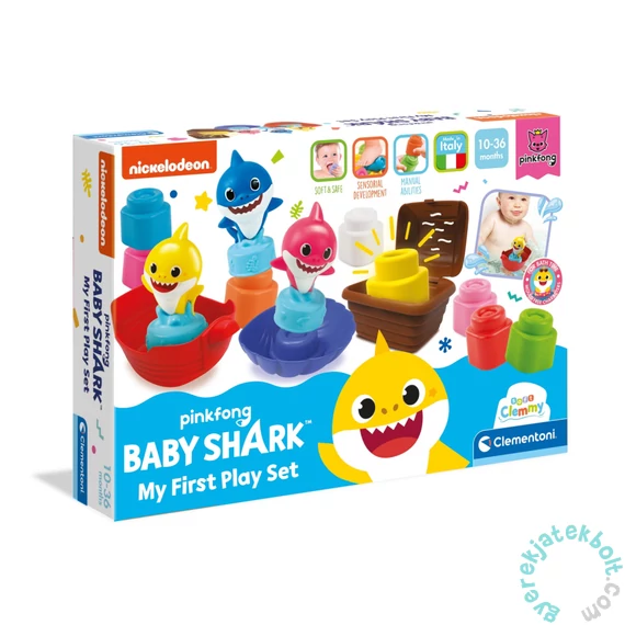 Clemmy Baby Shark puha építőkockák 14 db - Első játékszettem (17426)