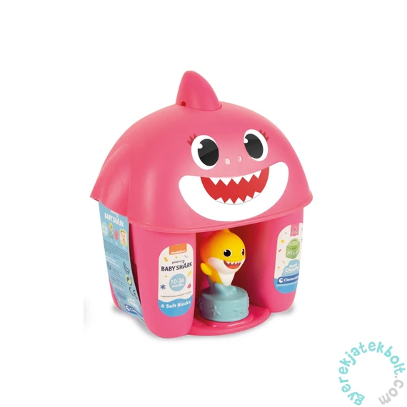 Clemmy Baby Shark tároló, puha építőkockákkal (17425) - rózsaszín