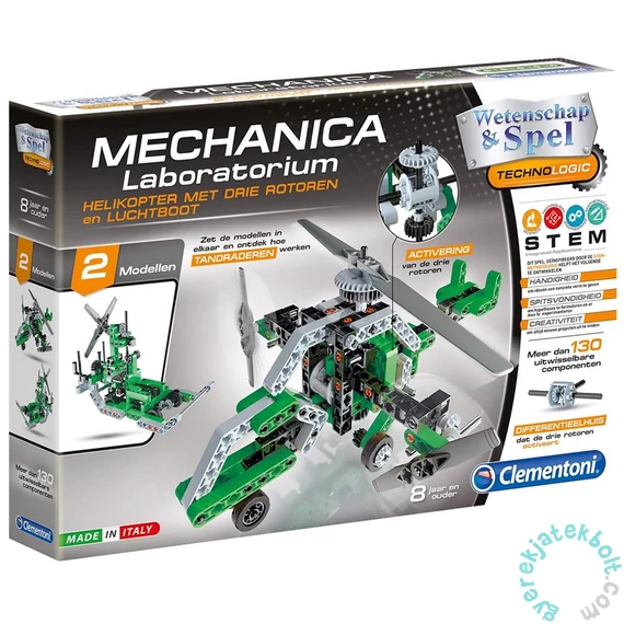 Clementoni - Tudomány és játék - Mechanikus Műhely - Helikopter és mocsárhajó