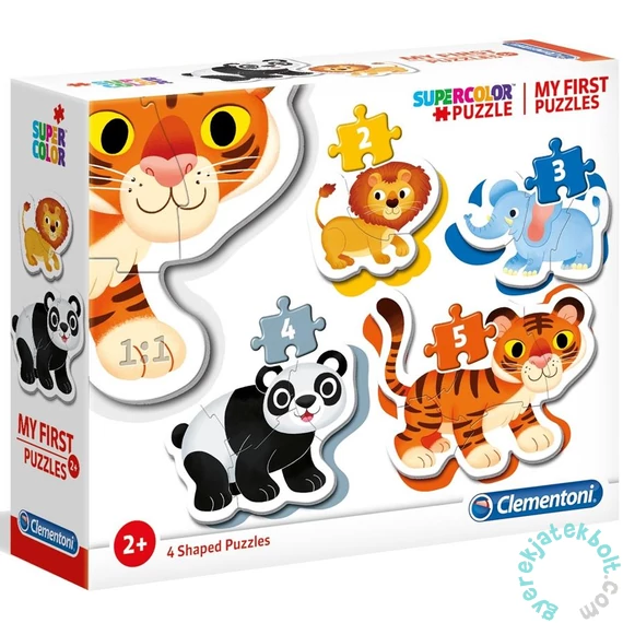 Clementoni 4 az 1-ben Bébi sziluett puzzle (2,3,4,5 db-os) - Vadállatok (20810)