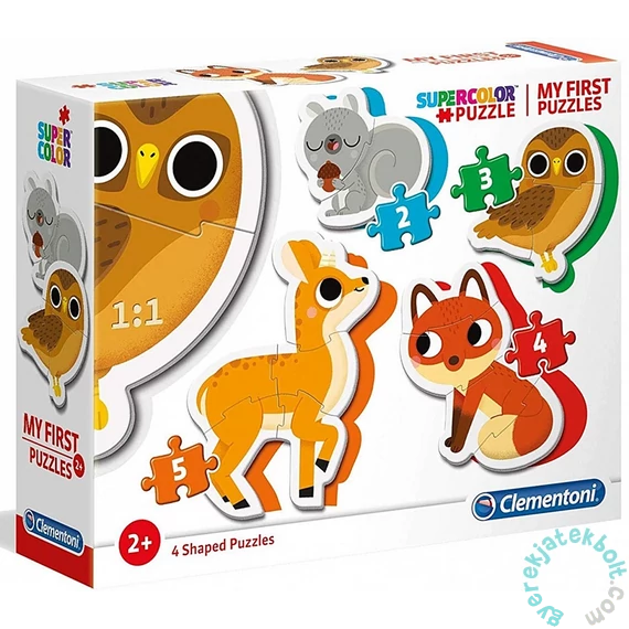 Clementoni 4 az 1-ben Bébi sziluett puzzle (2,3,4,5 db-os) - Erdei állatok (20814)