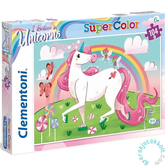 Clementoni 104 db-os Szuper Színes puzzle - Vidám unikornisok (27109)