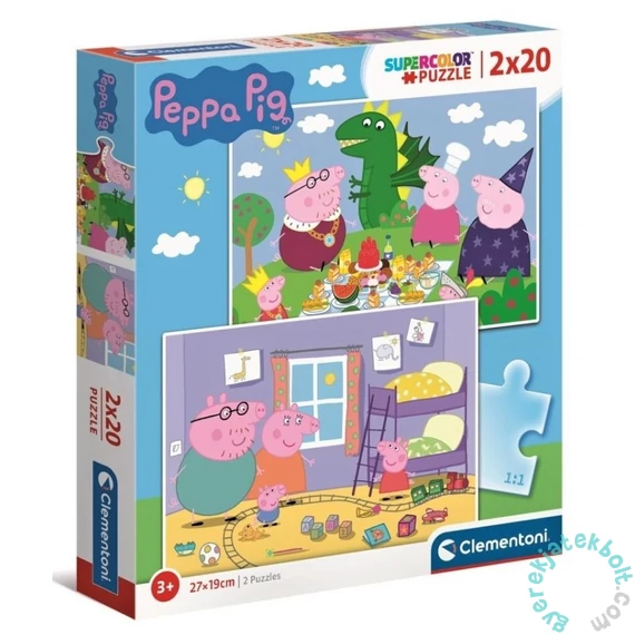 Clementoni 2 x 20 db-os Szuper Színes puzzle - Peppa malac- Játék és piknik (24778)