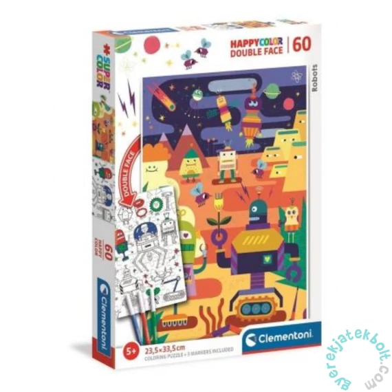 Clementoni 60 db-os Színezhető kétoldalas puzzle - Robotok (26061)