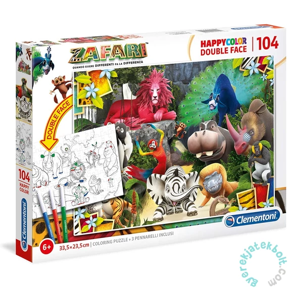 Clementoni 104 db-os Színezhető kétoldalas puzzle - Szafari (25701)