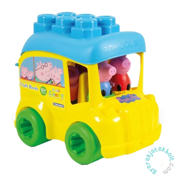 Clementoni - Clemmy Peppa malac iskolabusz tároló puha építőkockákkal