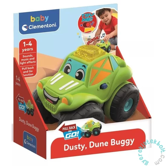 Clementoni Baby - Dusty homokfutó zenélő, világító autó (17545)