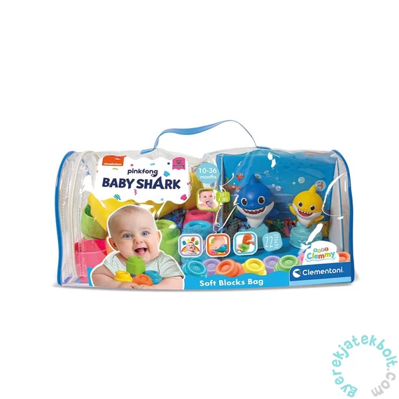 Clemmy Baby Puha kockák 22 db-os - Baby Shark építőcsomag