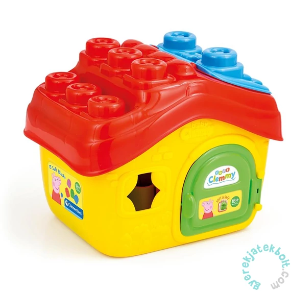 Clemmy Peppa malac házikó tároló, puha építőkockákkal, nyitható tetővel