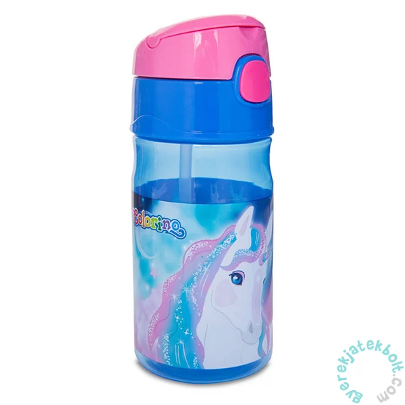 Colorino Handy szívószálas műanyag kulacs - Unicorn