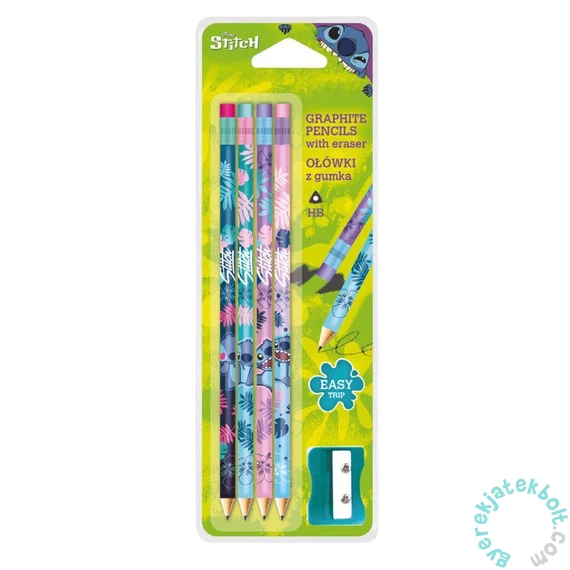 Coolpack - Disney Core - Stitch grafit ceruza radírral és hegyezővel - 4 db-os (74722PTR)