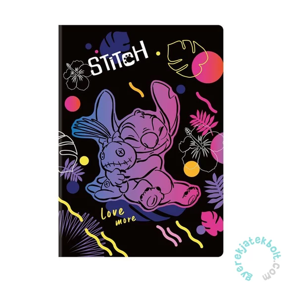 Coolpack - Disney Stitch - Black 60 lapos A/4 jegyzetfüzet - kockás - Love more (91415PTR)