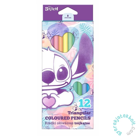 Coolpack - Háromszög alakú színes ceruza készlet - 12 db-os - Disney Fashion - Stitch - Love more (92047PTR)