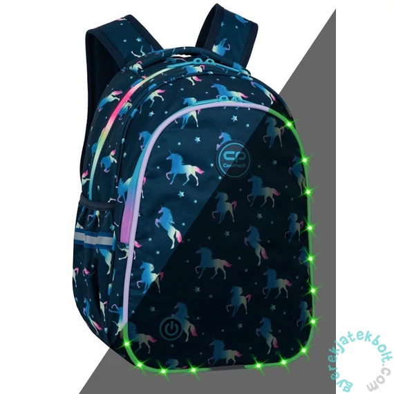 Coolpack - Jimmy LED-es iskolatáska, hátizsák - 2 rekeszes - Blue Unicorn