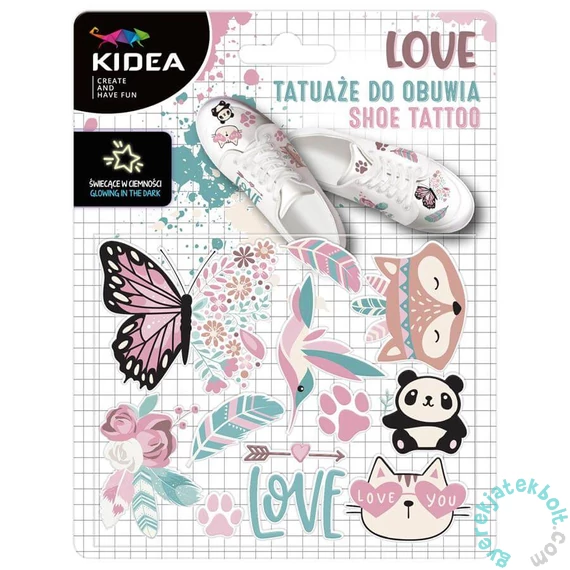 Kidea sötétben világító cipő tetoválás - Love (TZOLKA)