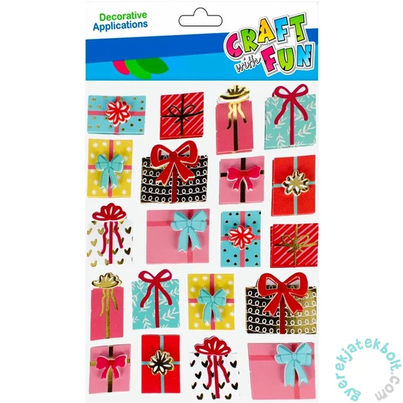Craft with Fun - Karácsonyi 3D matricák - Ajándékok - 20 db