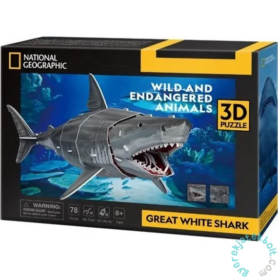 CubicFun DS1098 - National Geographic, Nagy fehér Cápa - 78 db-os 3D puzzle