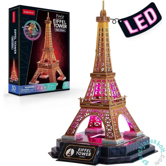 CubicFun L534 - Eiffel torony LED világítással - 51 db-os 3D puzzle