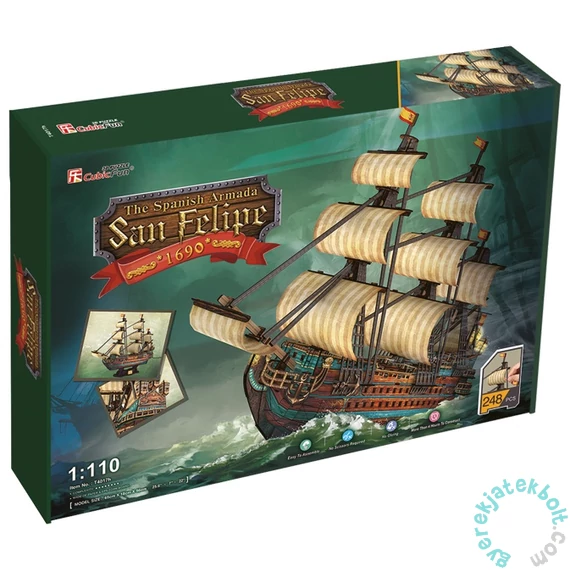 CubicFun T4017 - San Felipe vitorlás hajó - 248 db-os 3D puzzle