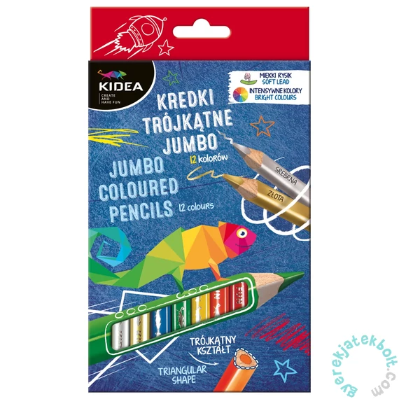 Derform - Kidea Jumbo VASTAG háromszög színesceruza - 12 db-os (KTG12KA)