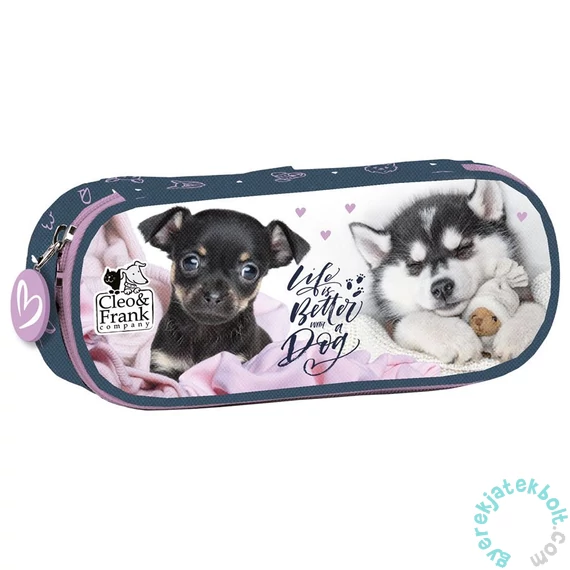 Derform - Cleo és Frank kutyás ovális tolltartó - Nap time (P1ACF38)