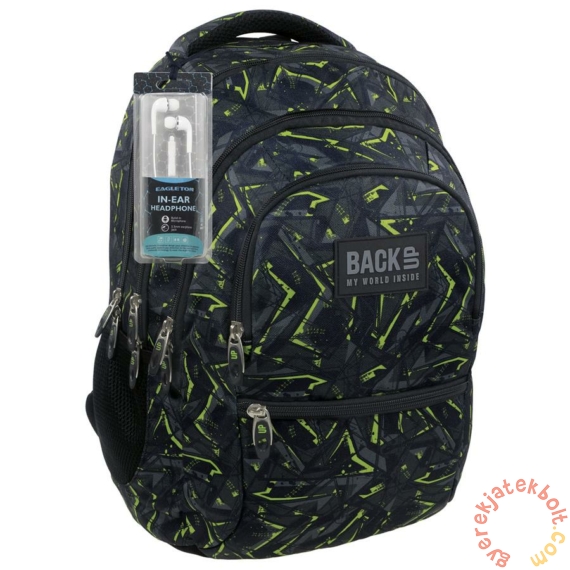BackUp iskolatáska, hátizsák - 4 rekeszes - Zöld mintás (PLB1C31)