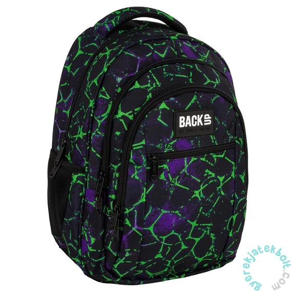 BackUp iskolatáska, hátizsák - 3 rekeszes - Black, green (PLB7O52)