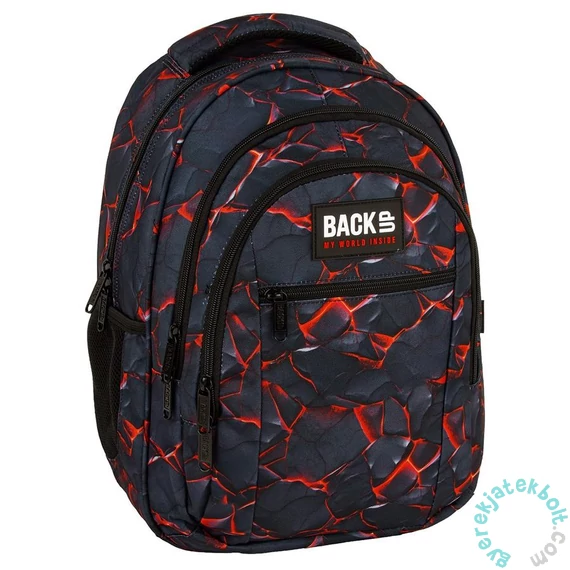 BackUp iskolatáska, hátizsák - 3 rekeszes - Black lava (PLB7O43)