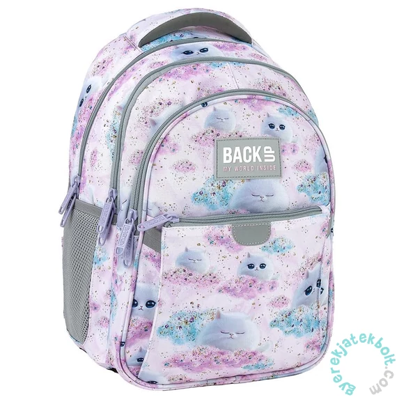 BackUp iskolatáska, hátizsák - 3 rekeszes - Cicás (PLB7P01)