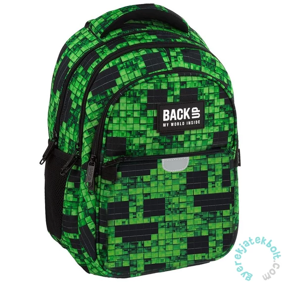 BackUp iskolatáska, hátizsák - 3 rekeszes - Green pixel (PLB7P64)