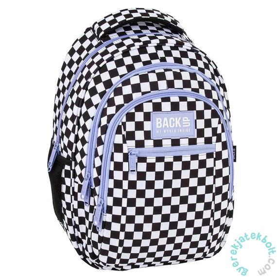 BackUp iskolatáska, hátizsák - 3 rekeszes - Pepita, lila (PLB7O94F)