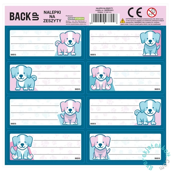 Backup Kutyás 8 db-os füzetcímke