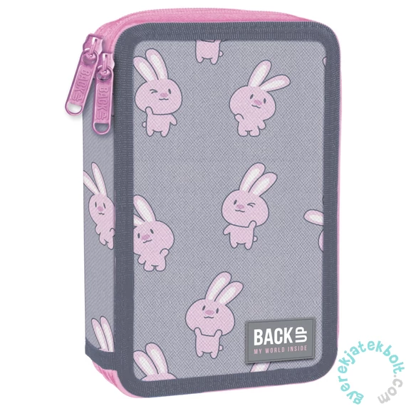 BackUp Nyuszis felszerelt emeletes tolltartó - Pink nyuszik