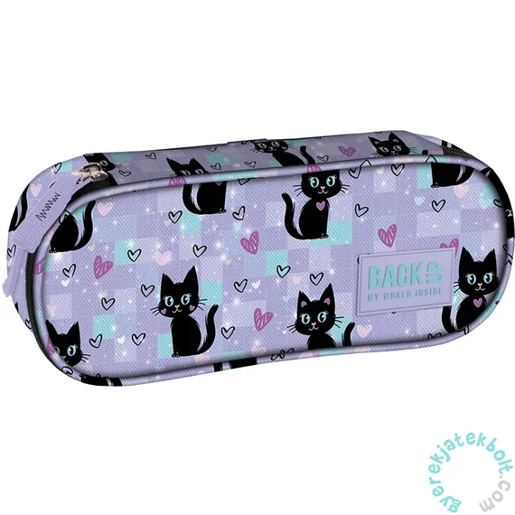 BackUp ovális tolltartó - Lila cicás (PB7A16)