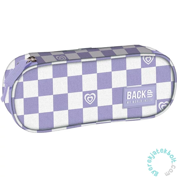 BackUp ovális tolltartó - Lila, fehér kockás (PB7A26)
