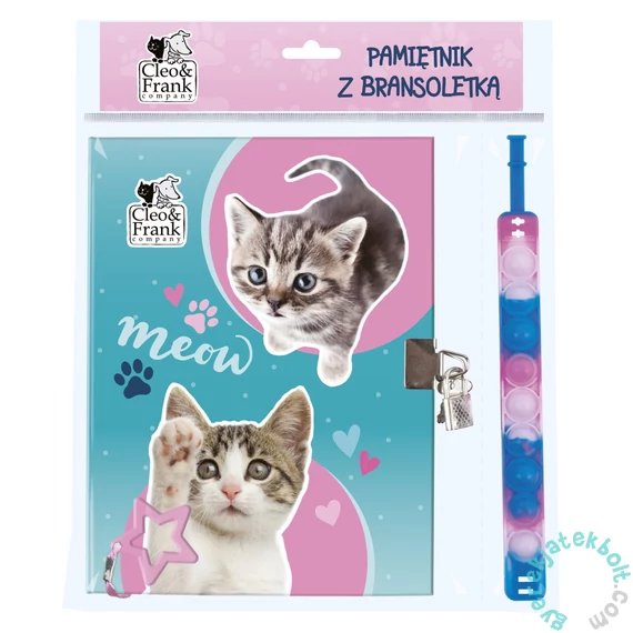 Cleo és Frank Cicás kulcsos napló POP IT karkötővel - Kiscicák