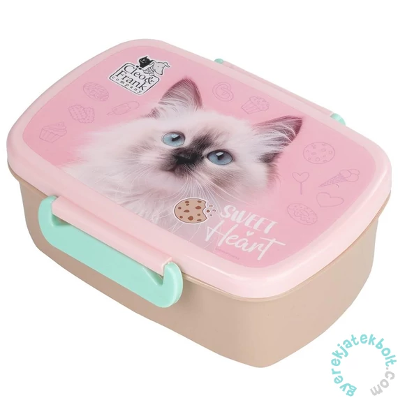 Cleo és Frank cicás műanyag uzsonnás doboz - rózsaszín (SACF45)