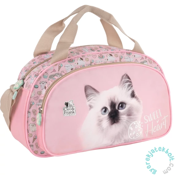 Cleo és Frank cicás sporttáska, kézitáska - rózsaszín (TPACF45)