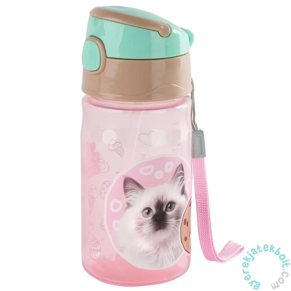 Cleo és Frank cicás tritán kulacs 330 ml - rózsaszín (BCCF45)