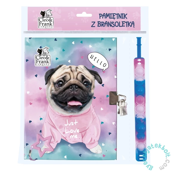 Cleo és Frank Kutyás kulcsos napló POP IT karkötővel - Just love me