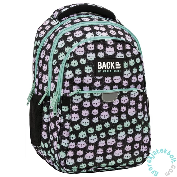 BackUp cicás iskolatáska, hátizsák - 3 rekeszes - Colour Kitty