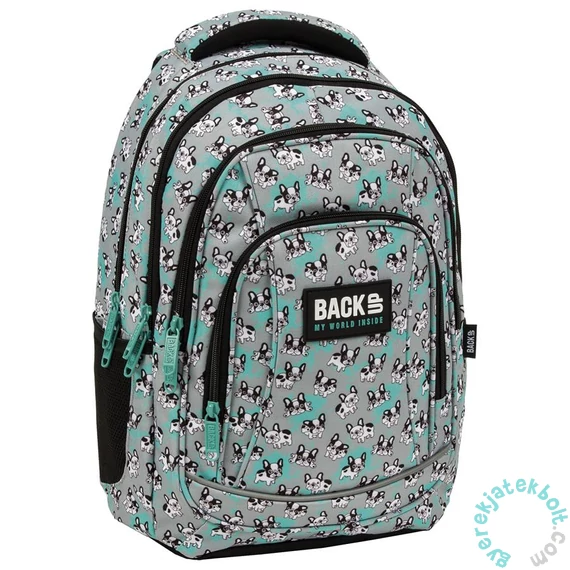 BackUp kutyás iskolatáska, hátizsák mellpánttal - 4 rekeszes - Bulldog