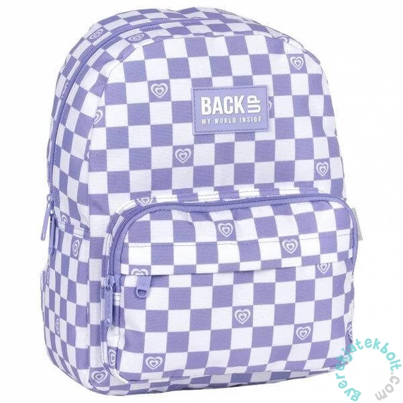 BackUp 2000-es évek hátizsák - 1 rekeszes - Lila-fehér kockás (PLB6F29)