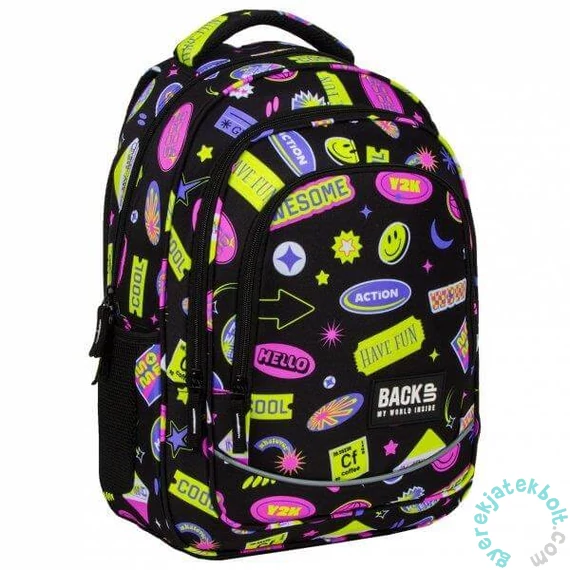 BackUp 2000-es évek hátizsák - 2 rekeszes - Színes matricák (PLB6X11)