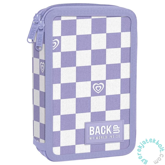BackUp felszerelt emeletes tolltartó - Lila, fehér kockás (PB7DW26)
