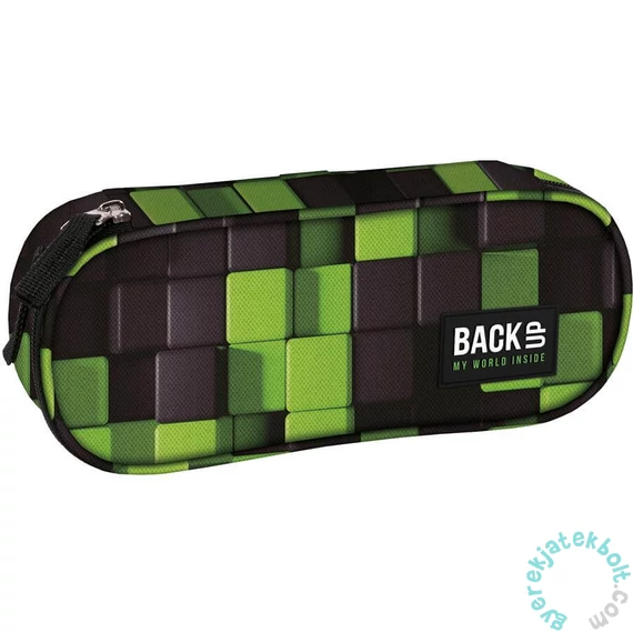 BackUp Geometrikus ovális tolltartó - Zöld pixelek