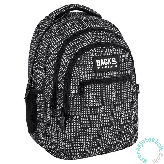 BackUp iskolatáska, hátizsák - 3 rekeszes - Black and White (PLB7O42)