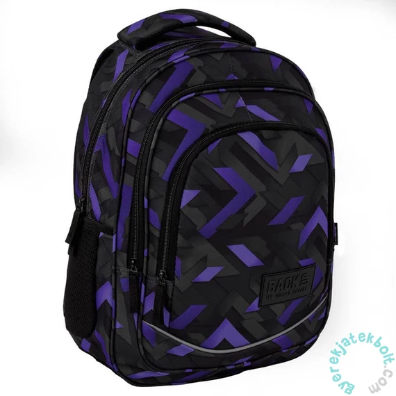 BackUp iskolatáska, hátizsák - 3 rekeszes - Black, purple (PLB7X47)