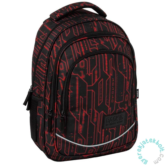 BackUp iskolatáska, hátizsák - 3 rekeszes - Black, red (PLB7X51)